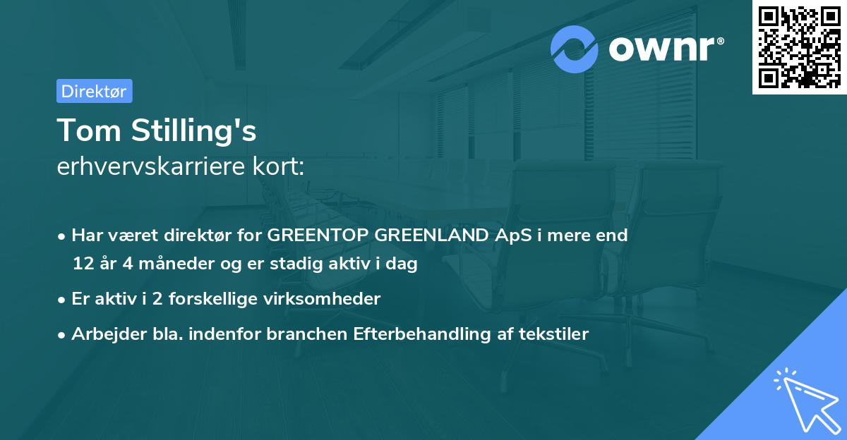 Tom Stilling's erhvervskarriere kort