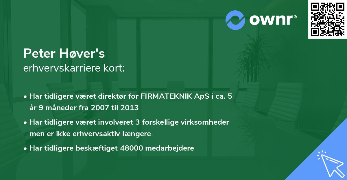 Peter Høver's erhvervskarriere kort