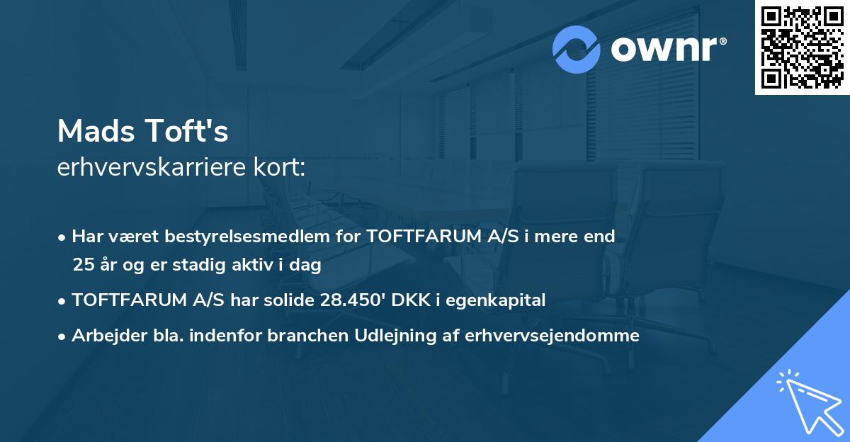 Mads Toft's erhvervskarriere kort