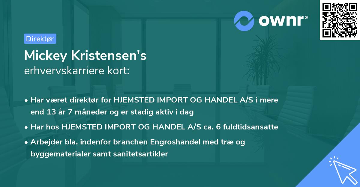 Mickey Kristensen's erhvervskarriere kort