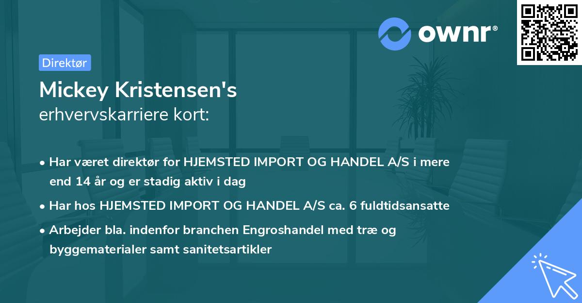 Mickey Kristensen's erhvervskarriere kort