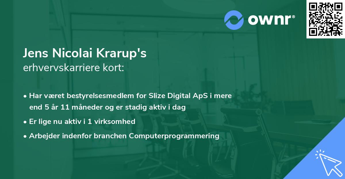 Jens Nicolai Krarup's erhvervskarriere kort