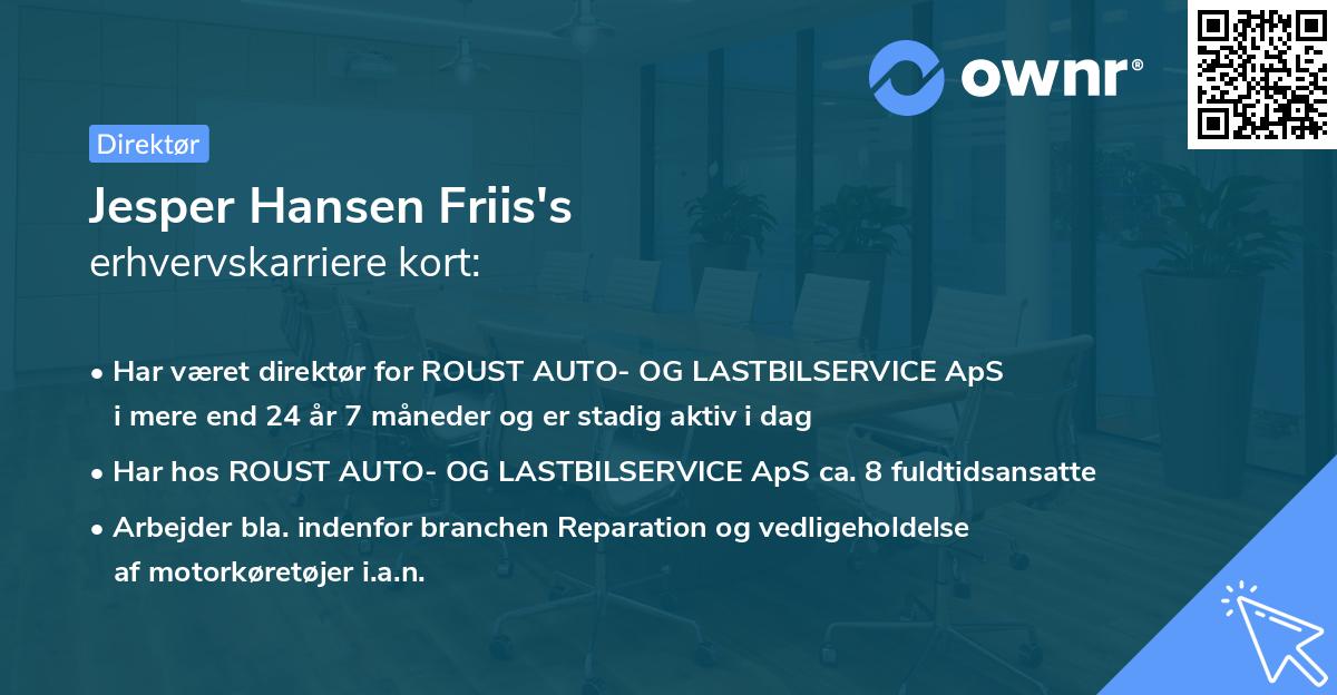 Jesper Hansen Friis's erhvervskarriere kort