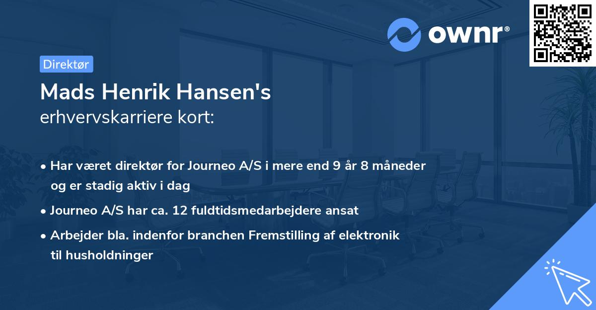 Mads Henrik Hansen's erhvervskarriere kort