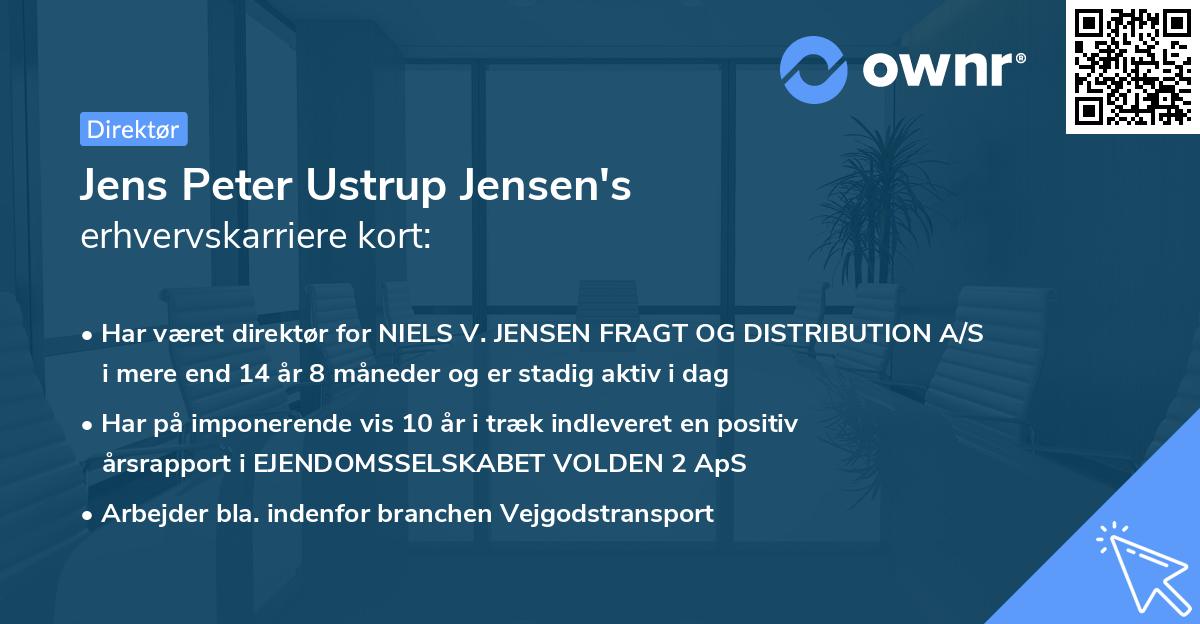 Jens Peter Ustrup Jensen's erhvervskarriere kort