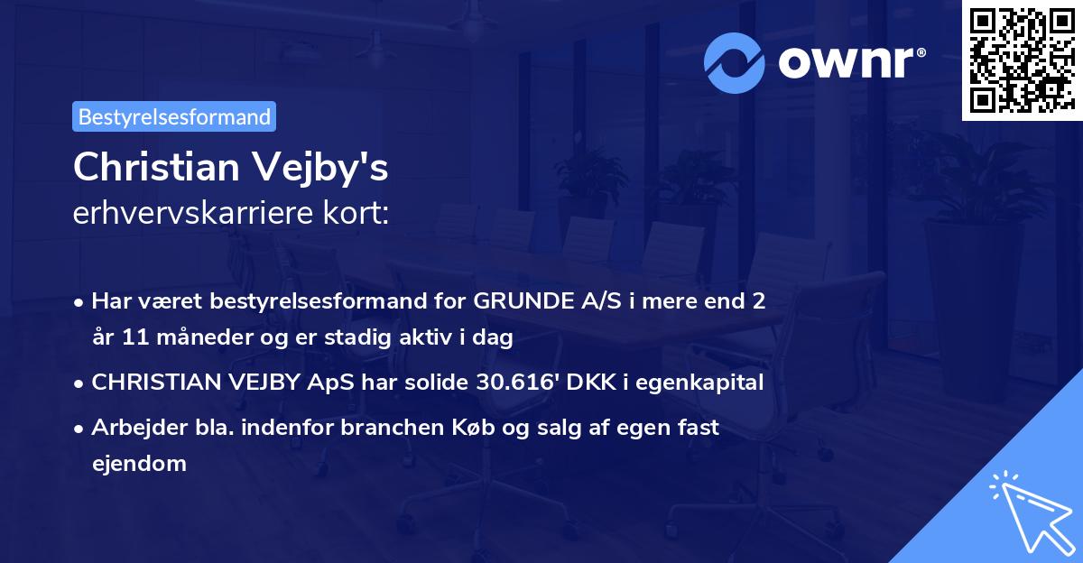 Christian Vejby's erhvervskarriere kort