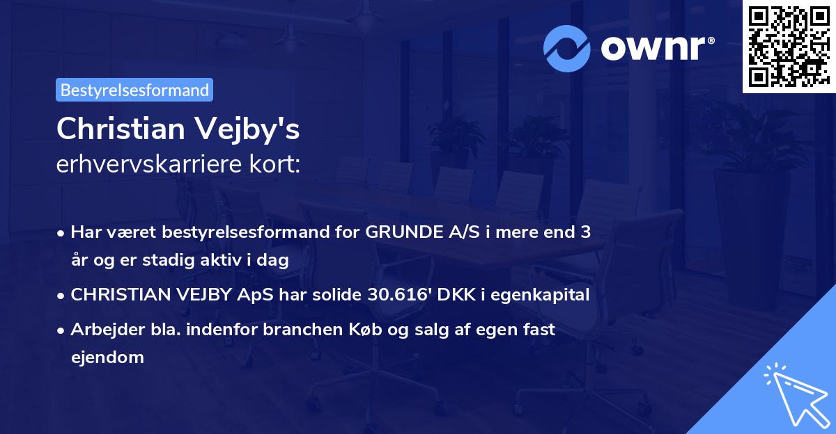 Christian Vejby's erhvervskarriere kort