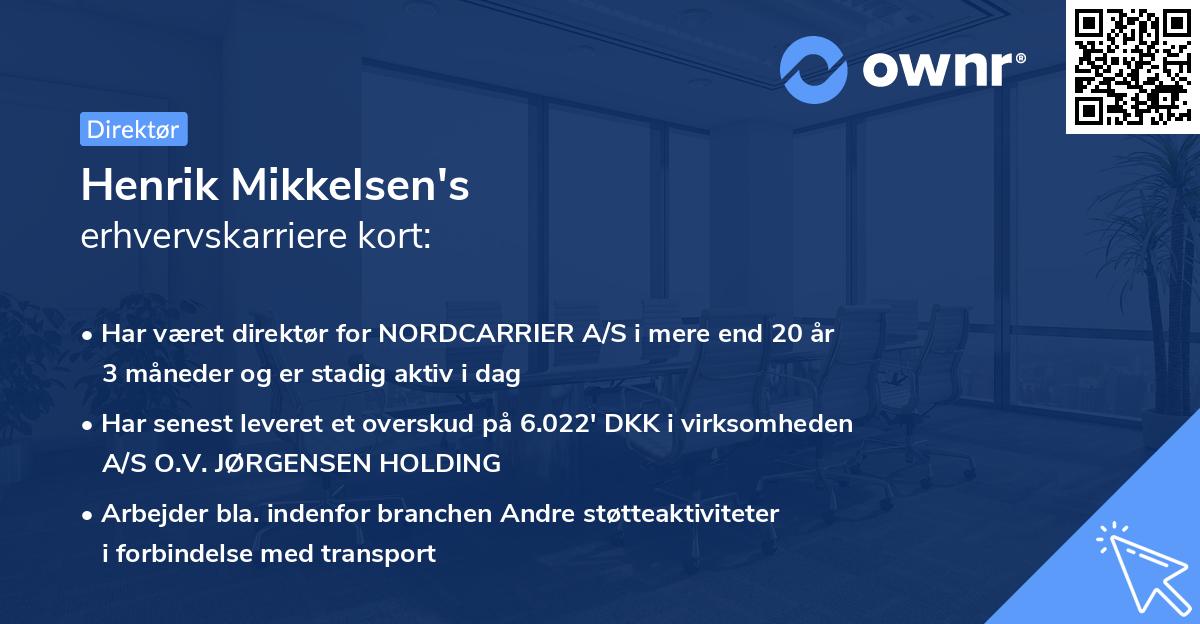 Henrik Mikkelsen's erhvervskarriere kort