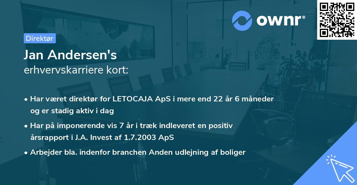 Jan Andersen's erhvervskarriere kort