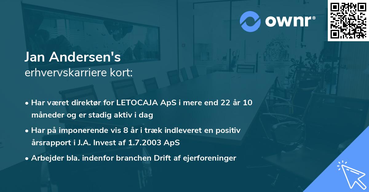 Jan Andersen's erhvervskarriere kort