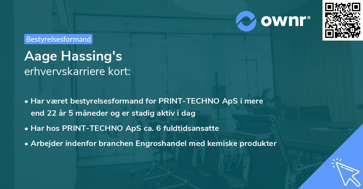 Aage Hassing's erhvervskarriere kort
