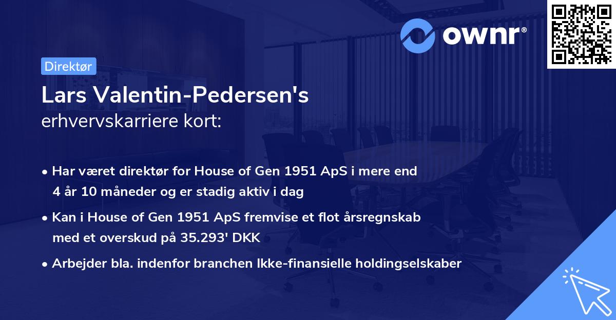 Lars Valentin-Pedersen's erhvervskarriere kort