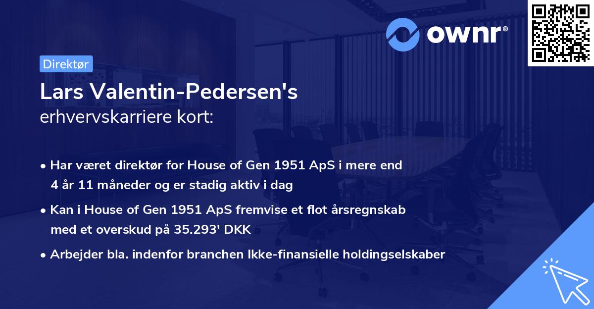 Lars Valentin-Pedersen's erhvervskarriere kort