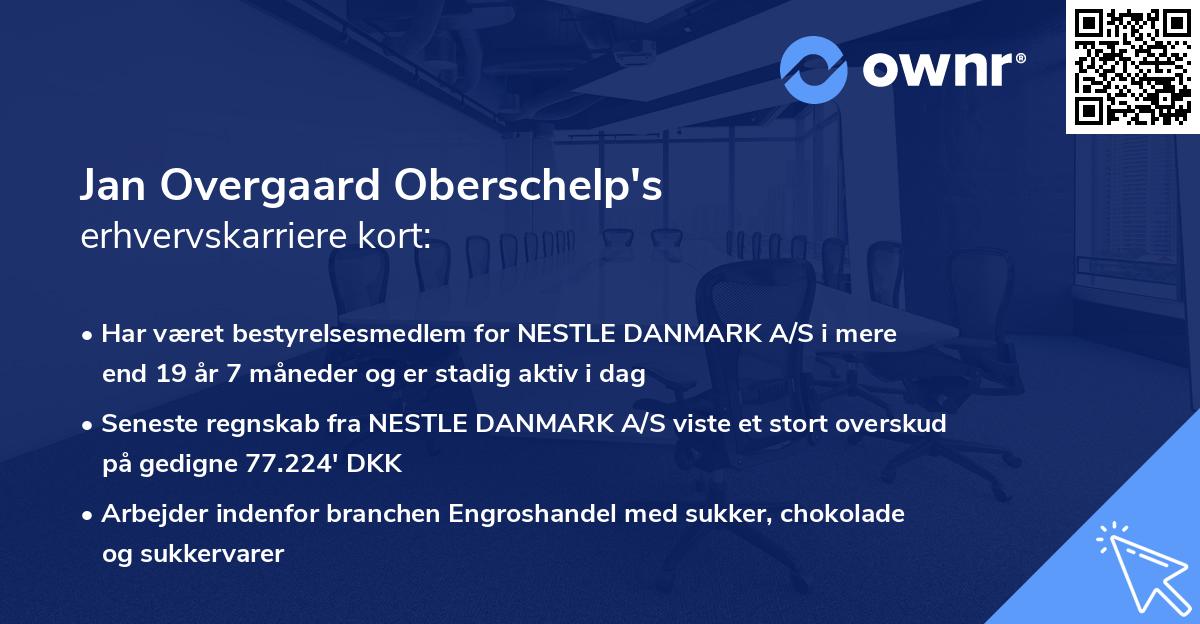 Jan Overgaard Oberschelp's erhvervskarriere kort