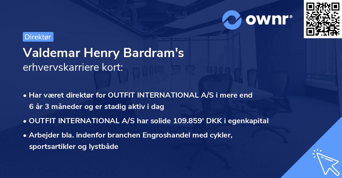 Valdemar Henry Bardram's erhvervskarriere kort