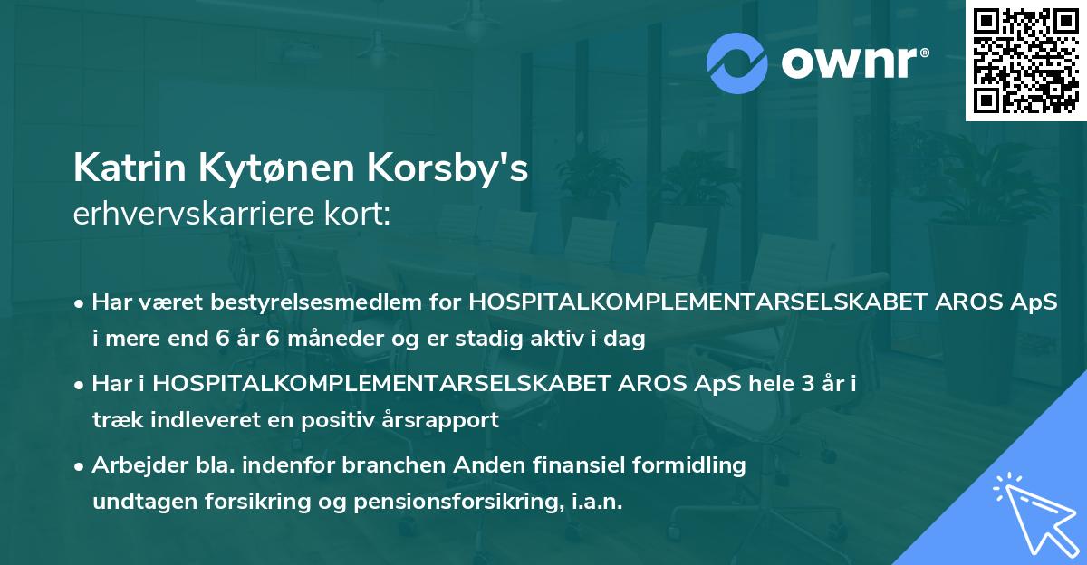 Katrin Kytønen Korsby's erhvervskarriere kort