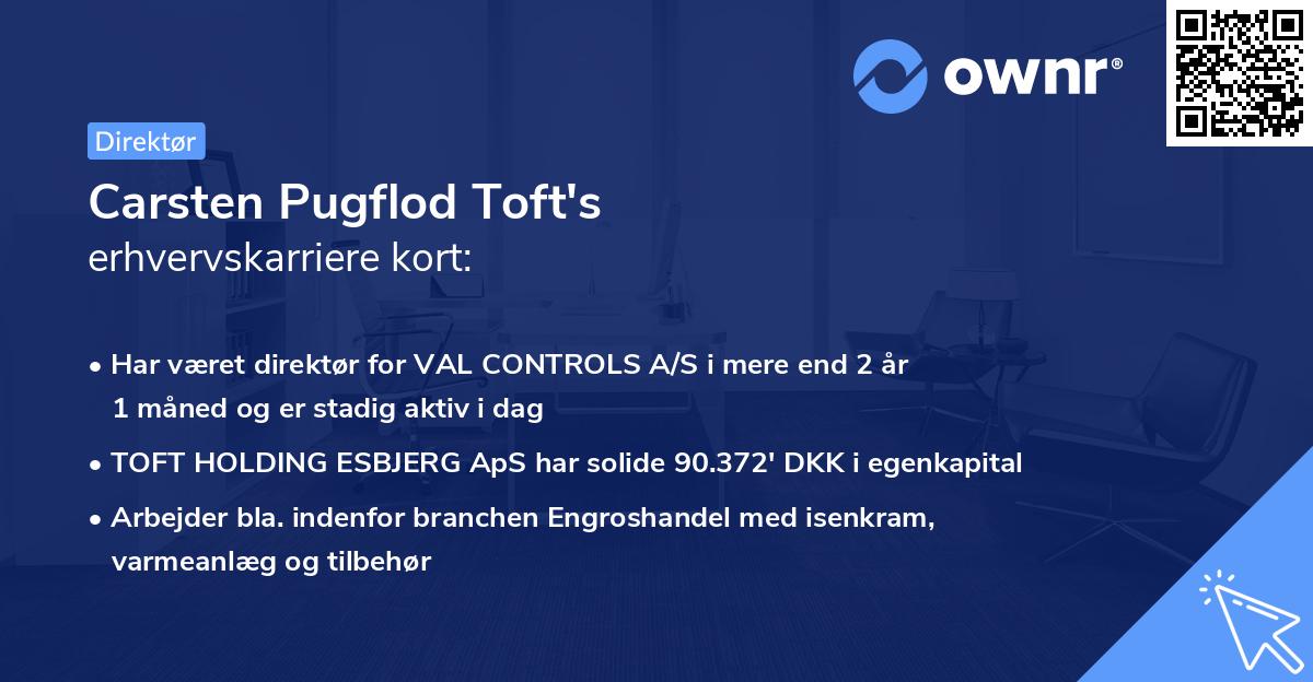 Carsten Pugflod Toft's erhvervskarriere kort