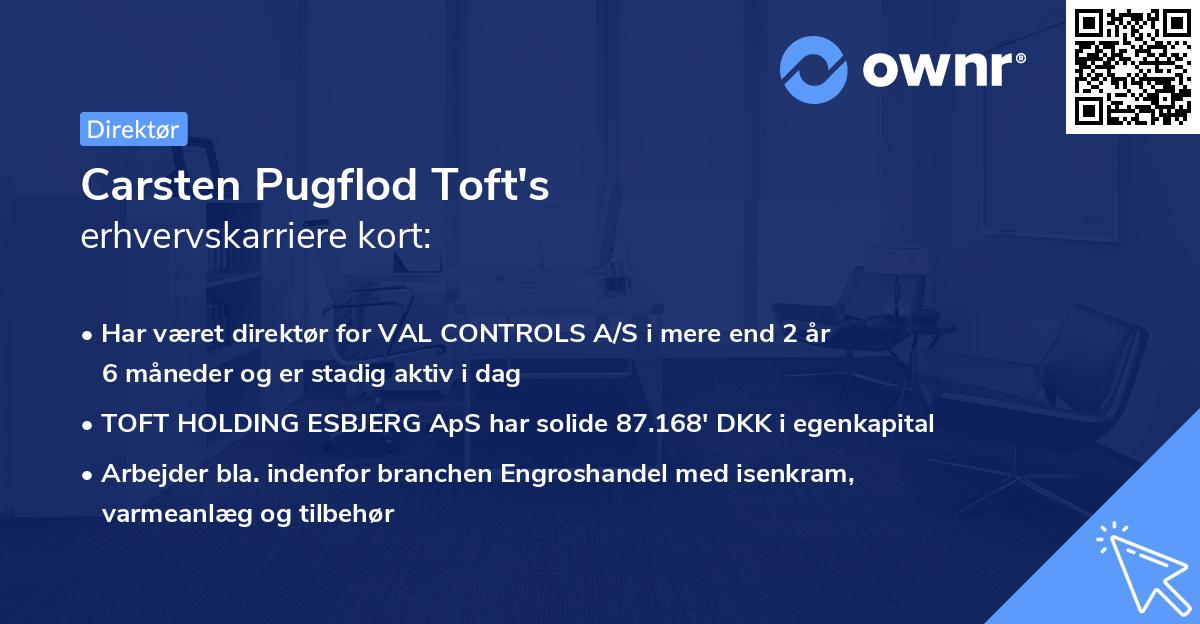 Carsten Pugflod Toft's erhvervskarriere kort