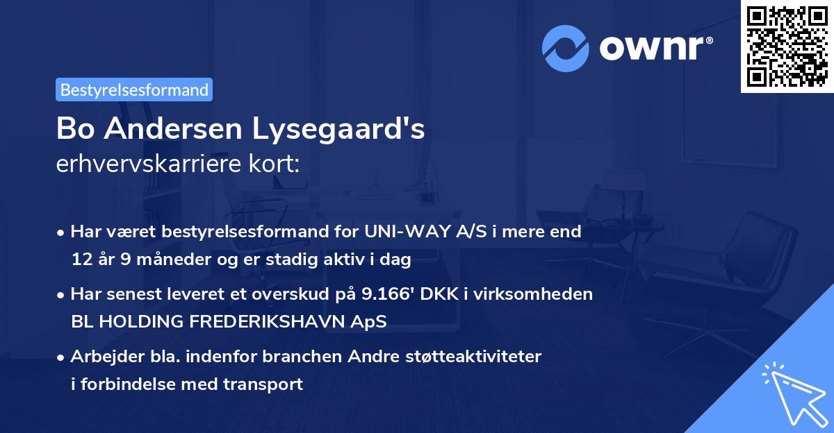 Bo Andersen Lysegaard's erhvervskarriere kort