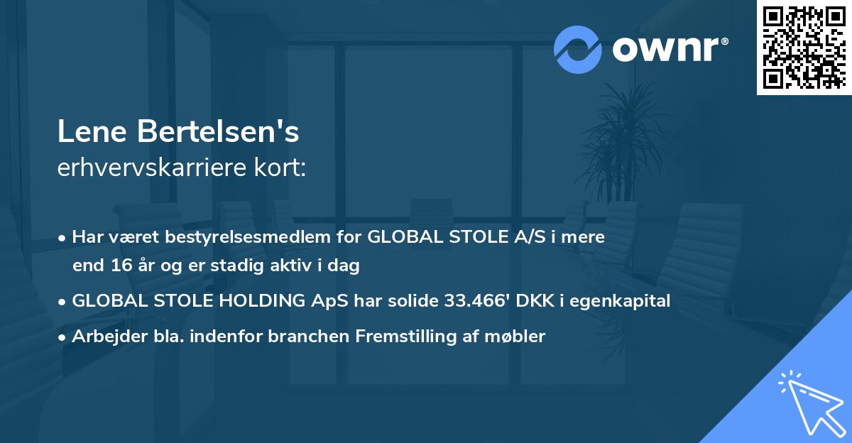 Lene Bertelsen's erhvervskarriere kort