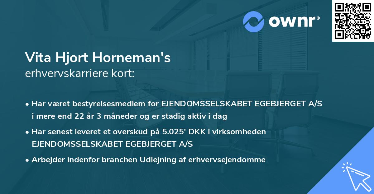 Vita Hjort Horneman's erhvervskarriere kort
