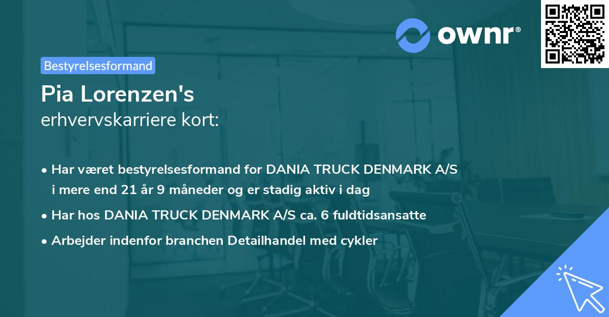 Pia Lorenzen's erhvervskarriere kort