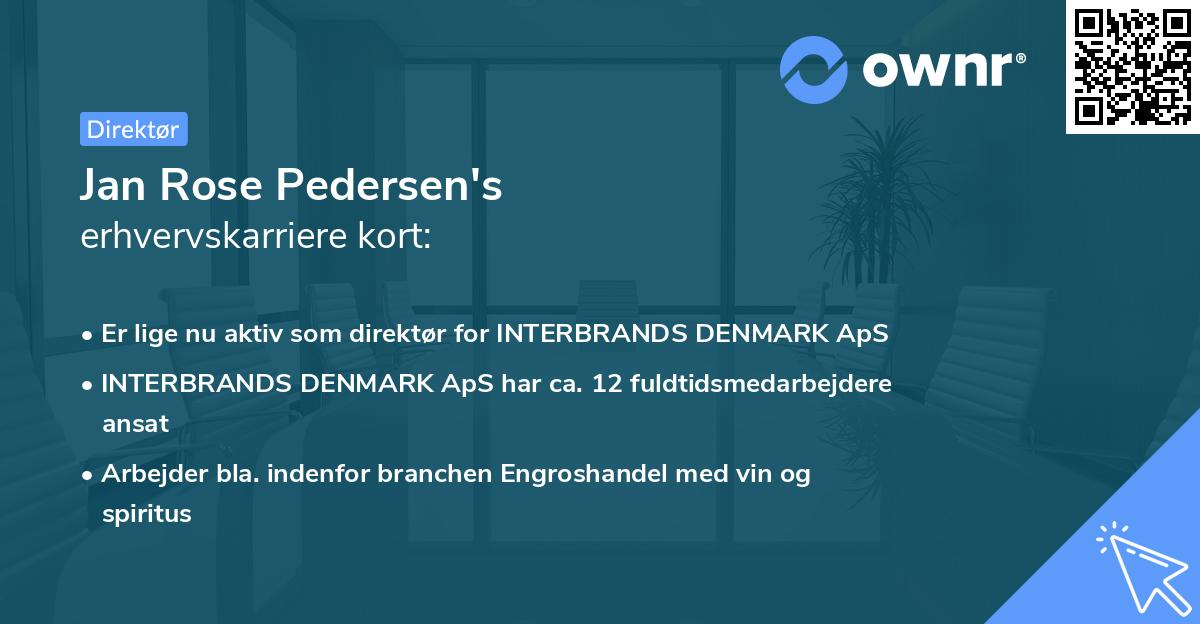 Jan Rose Pedersen's erhvervskarriere kort