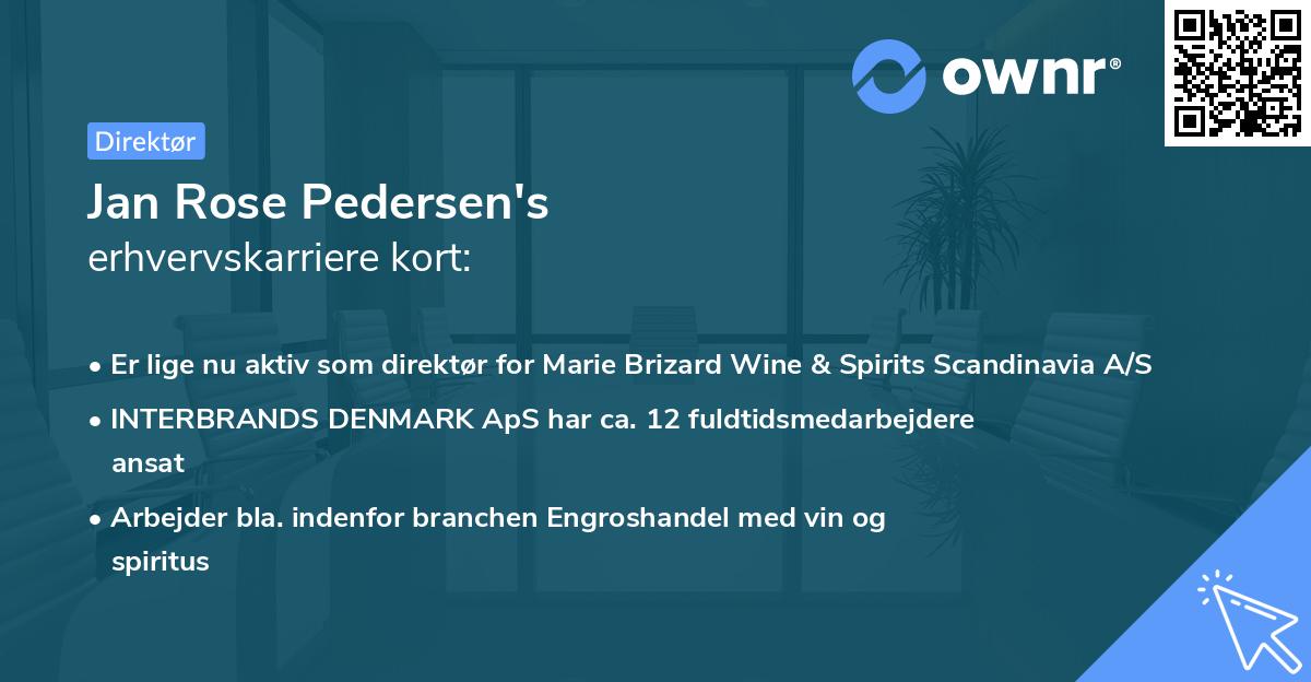Jan Rose Pedersen's erhvervskarriere kort