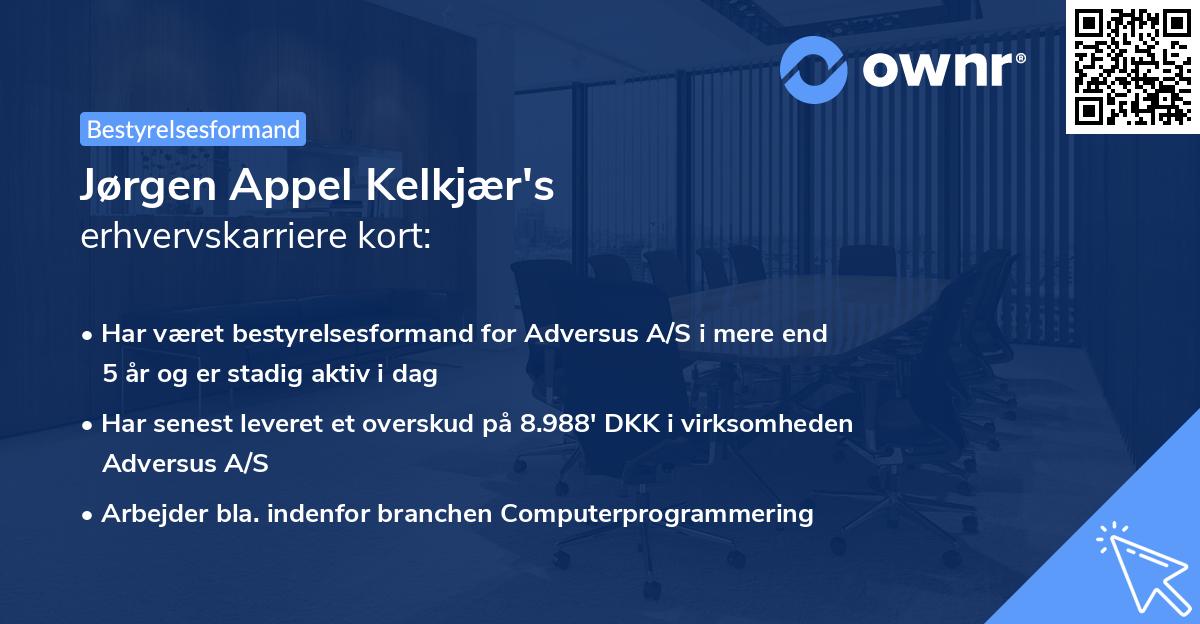 Jørgen Appel Kelkjær's erhvervskarriere kort