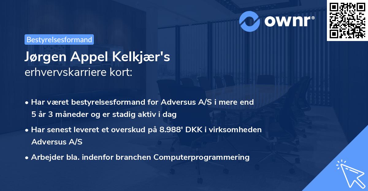 Jørgen Appel Kelkjær's erhvervskarriere kort