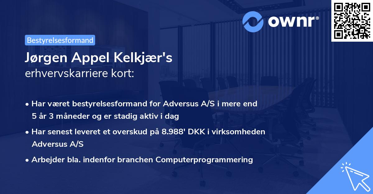 Jørgen Appel Kelkjær's erhvervskarriere kort