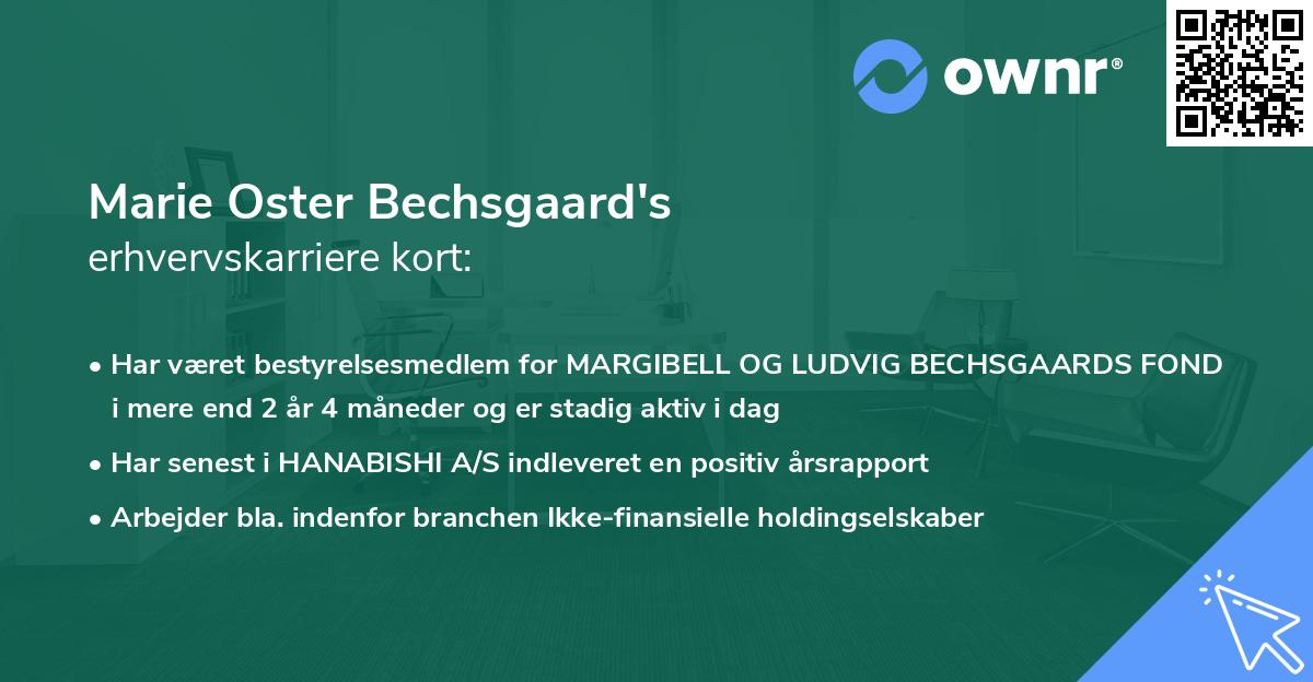 Marie Oster Bechsgaard's erhvervskarriere kort