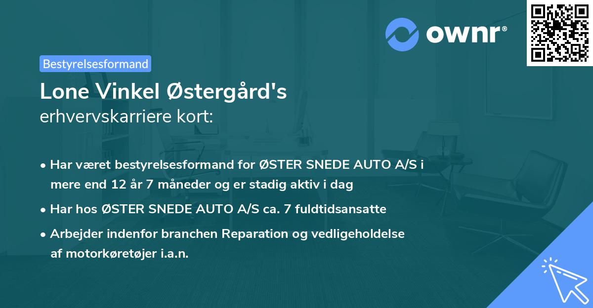 Lone Vinkel Østergård's erhvervskarriere kort