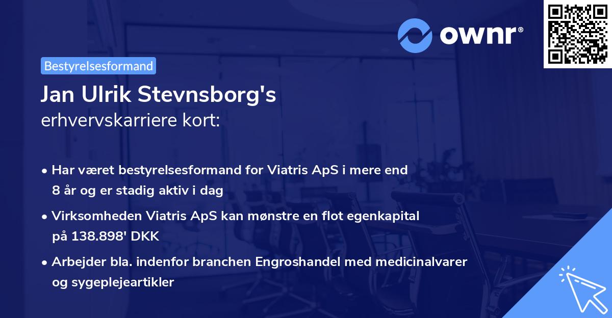 Jan Ulrik Stevnsborg's erhvervskarriere kort