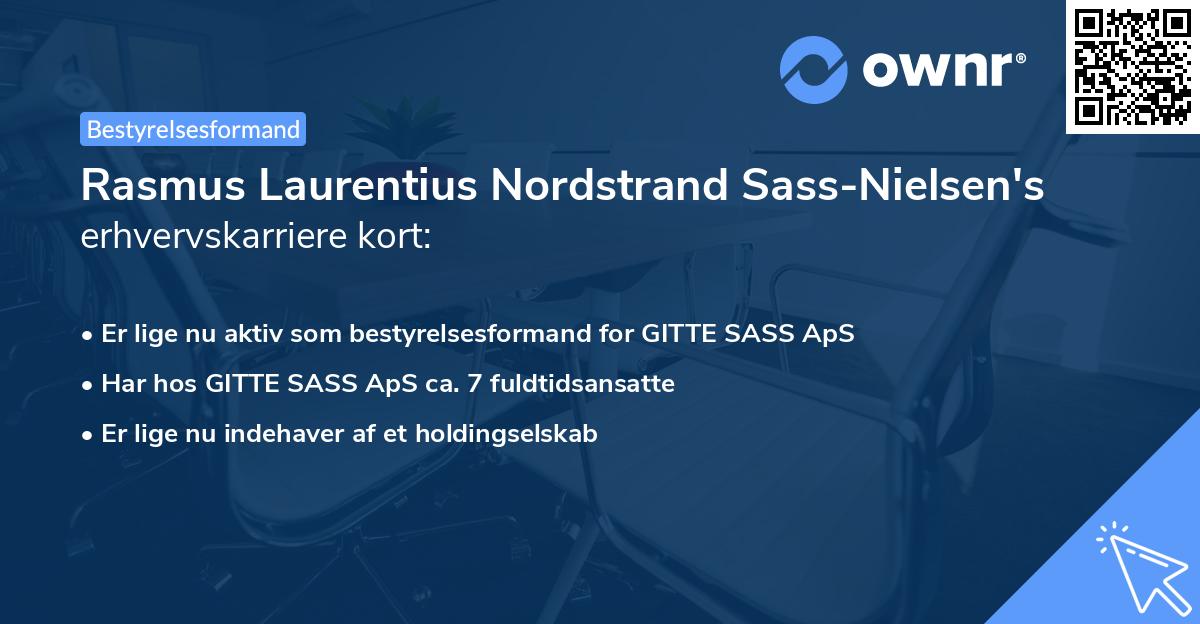 Rasmus Laurentius Nordstrand Sass-Nielsen's erhvervskarriere kort