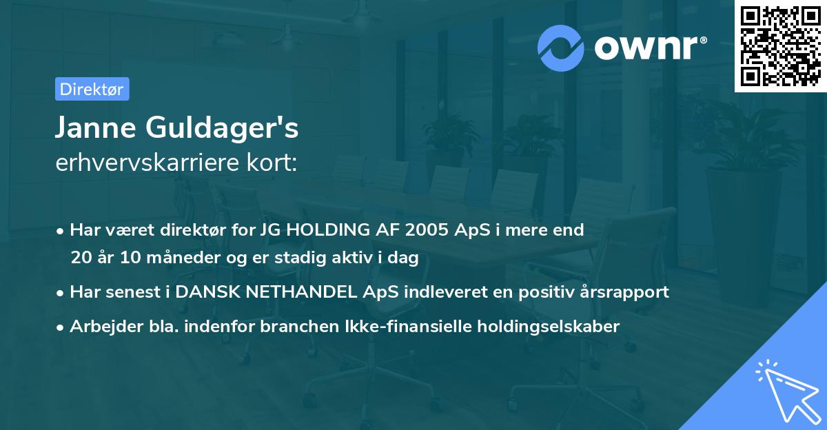 Janne Guldager's erhvervskarriere kort