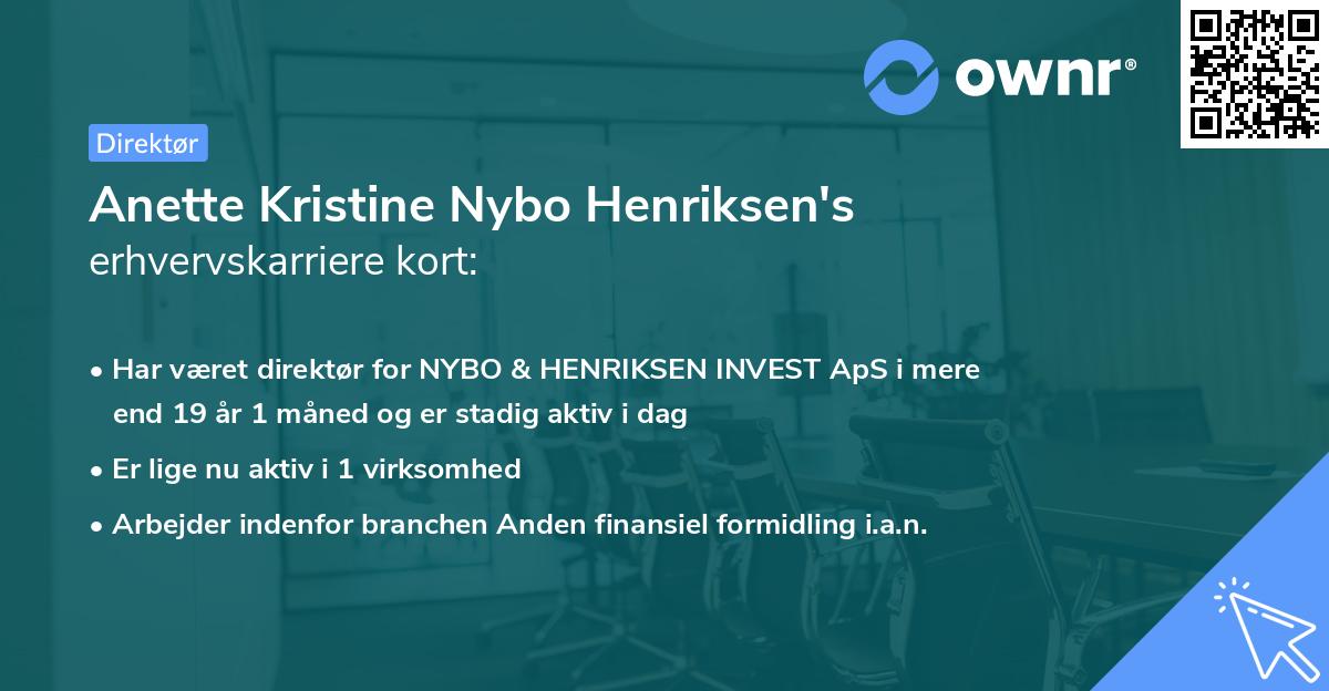 Anette Kristine Nybo Henriksen's erhvervskarriere kort