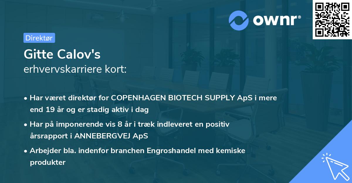 Gitte Calov's erhvervskarriere kort