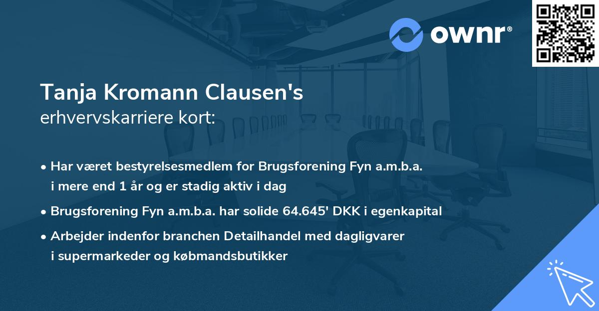 Tanja Kromann Clausen's erhvervskarriere kort