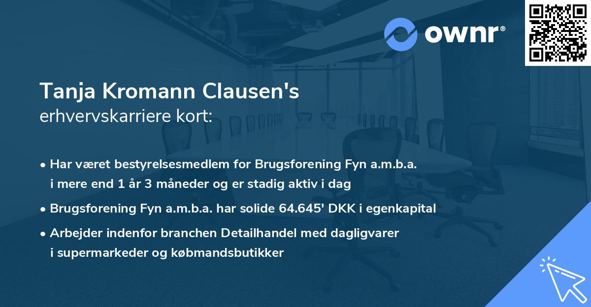 Tanja Kromann Clausen's erhvervskarriere kort
