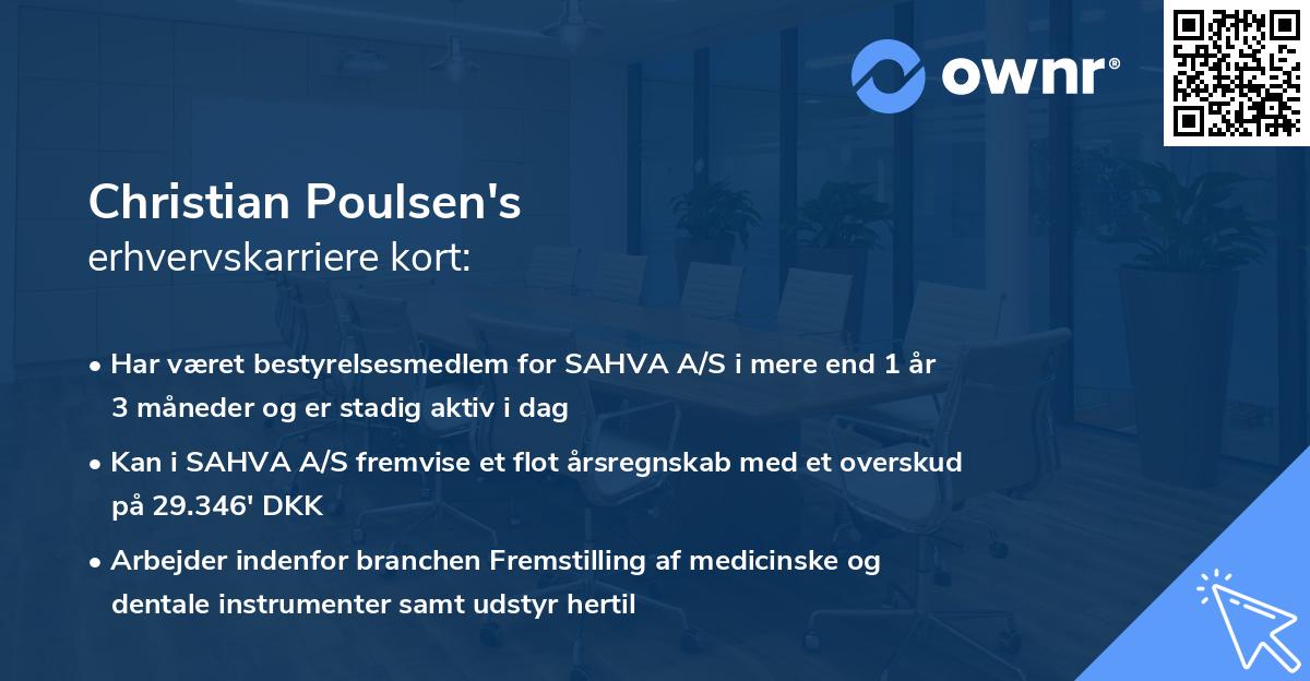 Christian Poulsen's erhvervskarriere kort