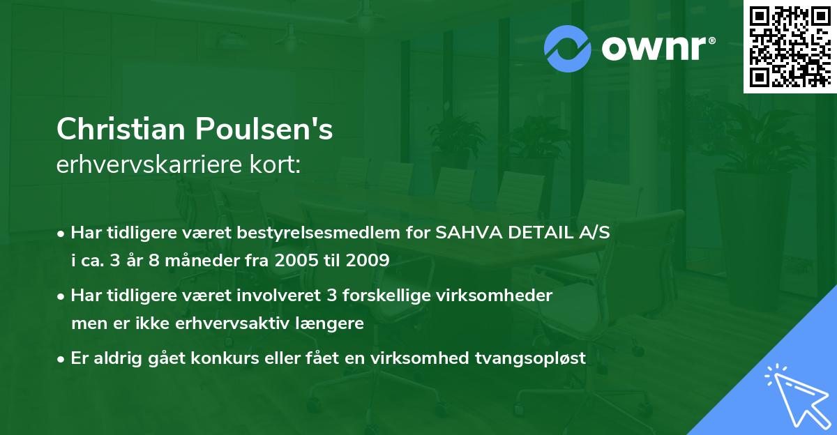 Christian Poulsen's erhvervskarriere kort