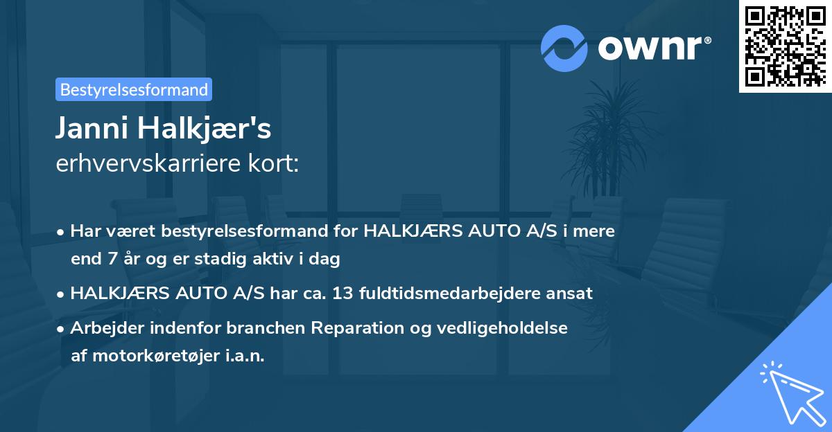 Janni Halkjær's erhvervskarriere kort