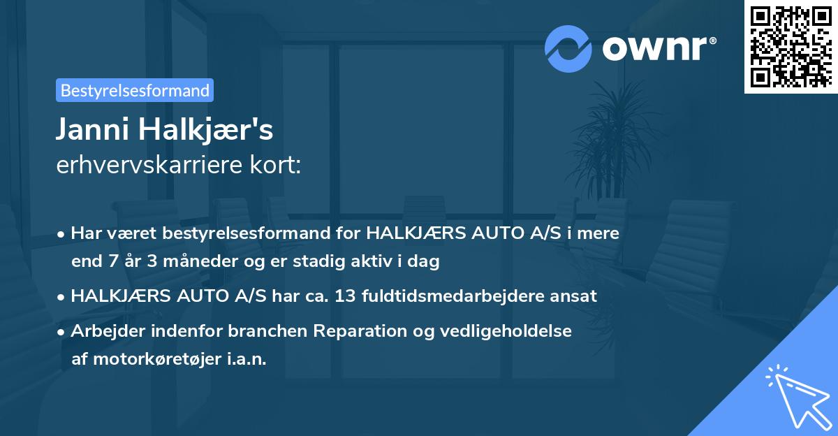 Janni Halkjær's erhvervskarriere kort