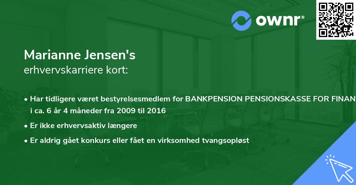 Marianne Jensen's erhvervskarriere kort