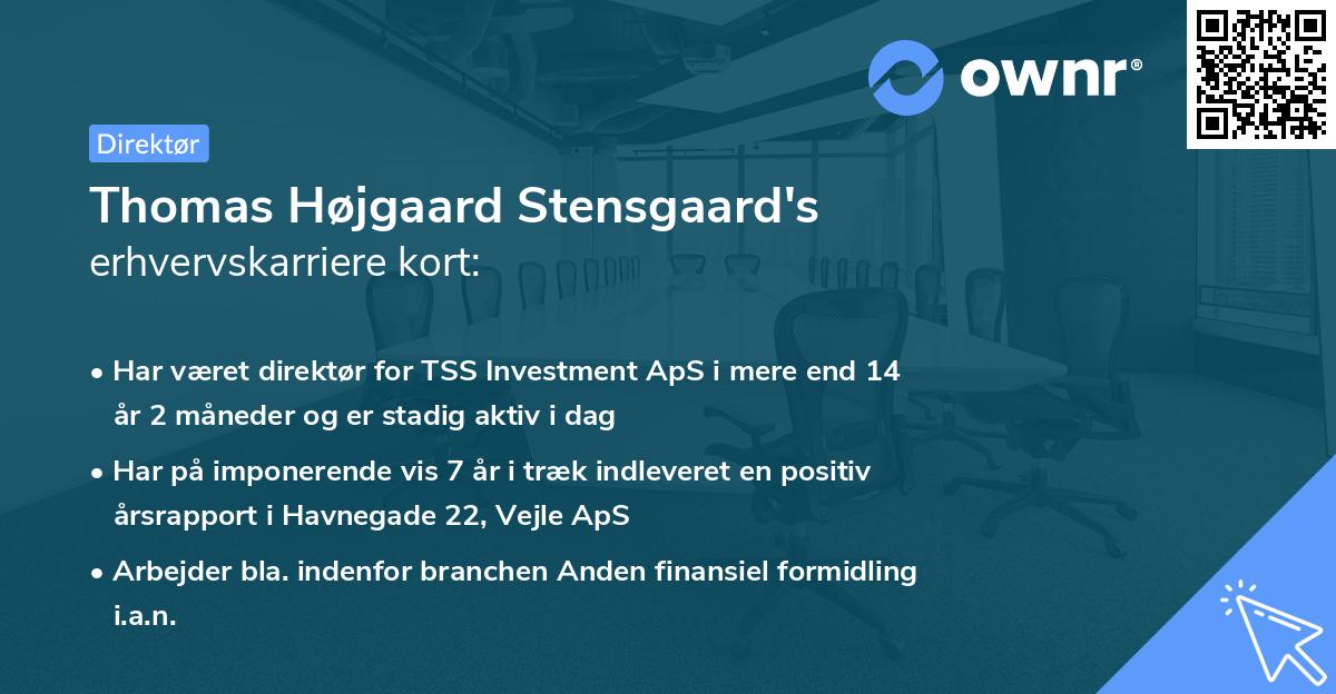 Thomas Højgaard Stensgaard's erhvervskarriere kort