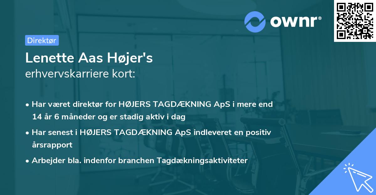 Lenette Aas Højer's erhvervskarriere kort