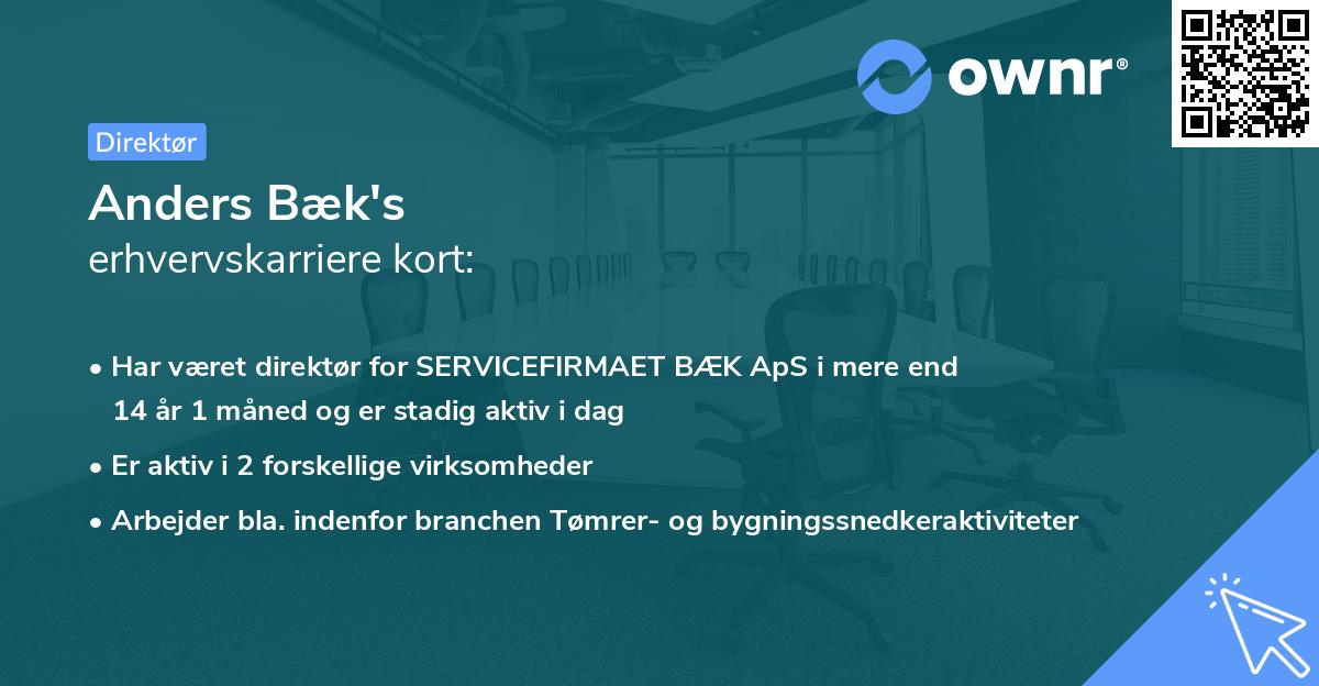 Anders Bæk's erhvervskarriere kort