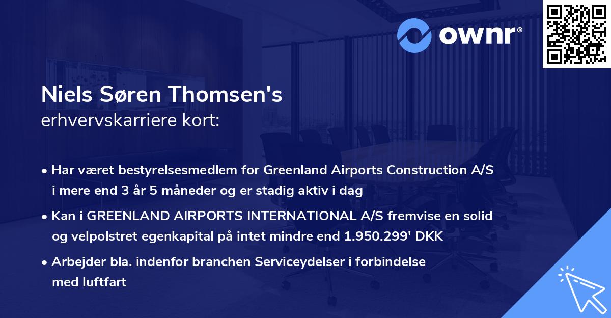 Niels Søren Thomsen's erhvervskarriere kort