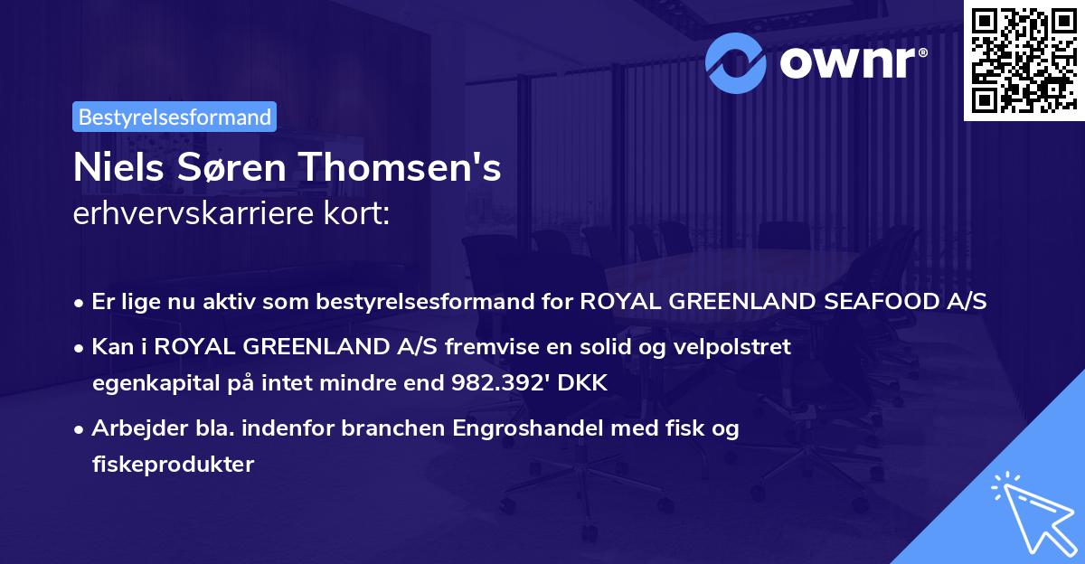 Niels Søren Thomsen's erhvervskarriere kort